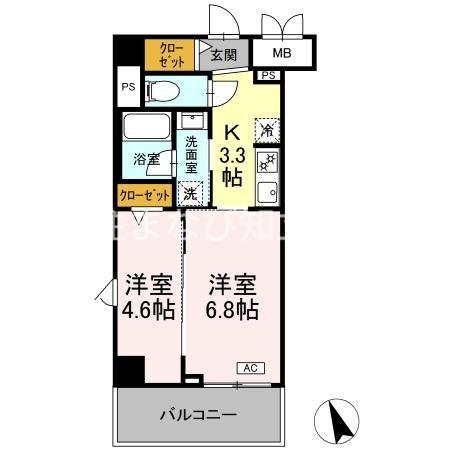 ヴィラ トルチュ東刈谷(2K/3階)の間取り写真
