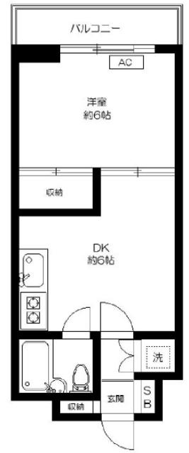 エスポワール千駄木(1DK/2階)の間取り写真