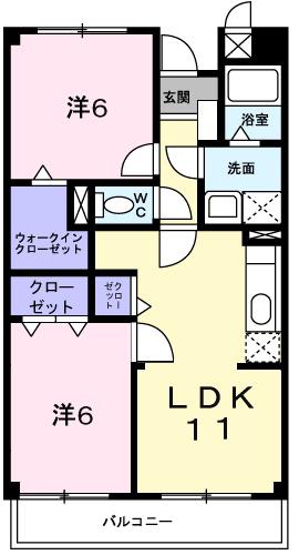 ビサイド大蔵谷(2LDK/2階)の間取り写真