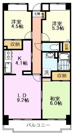 リヴィエール一橋学園(3LDK/1階)の間取り写真