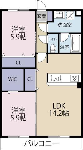 ガーデンヒルズ城南VIII(2LDK/2階)の間取り写真