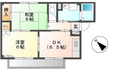 グランデージ小田渕A(2DK/1階)の間取り写真