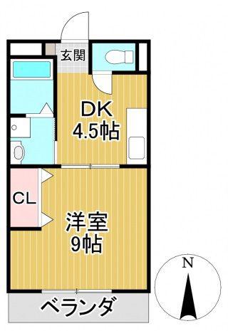 パークアヴェニュー(1DK/2階)の間取り写真