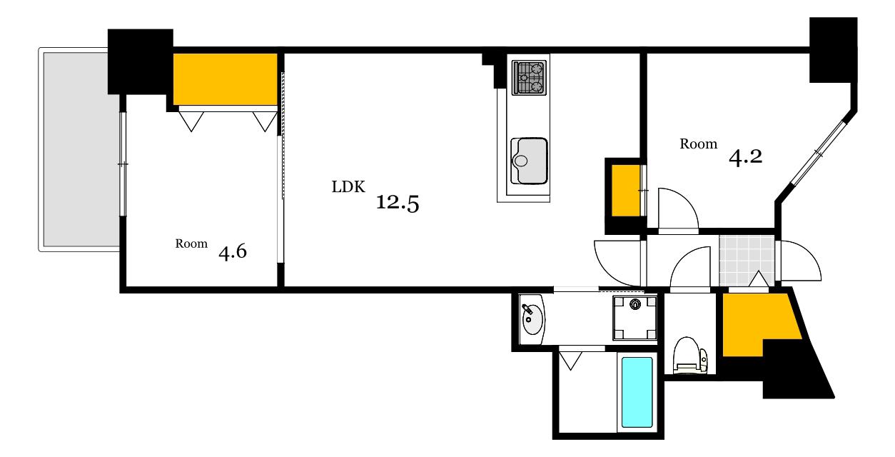 S-RESIDENCE富士見町AGLITTER(1SLDK/2階)の間取り写真