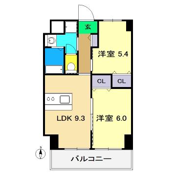 みつばちレジデンス(2LDK/8階)の間取り写真