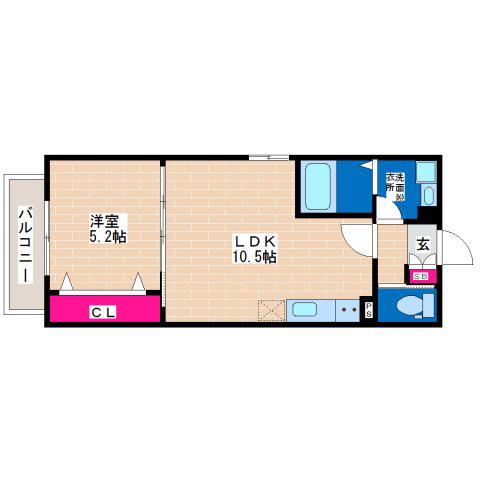 カーサ九宝(1LDK/1階)の間取り写真