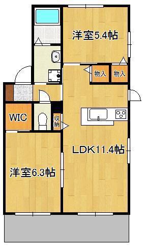 MAST緑ヶ丘 E棟(2LDK/1階)の間取り写真