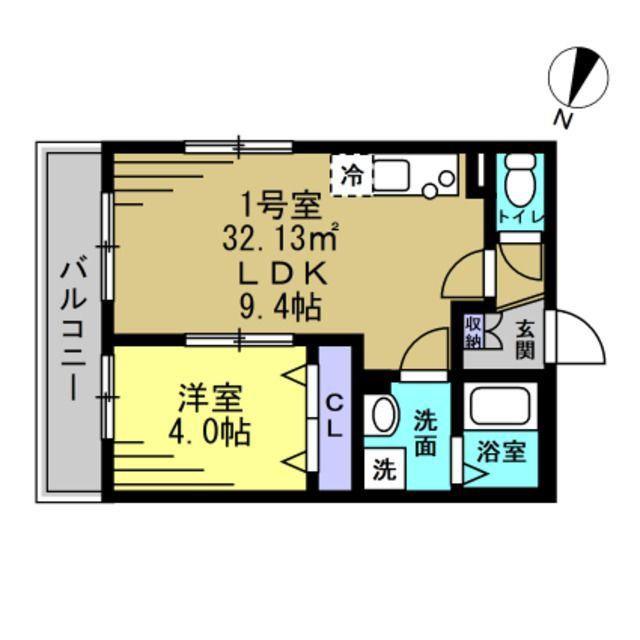 KAIROS(1LDK/3階)の間取り写真