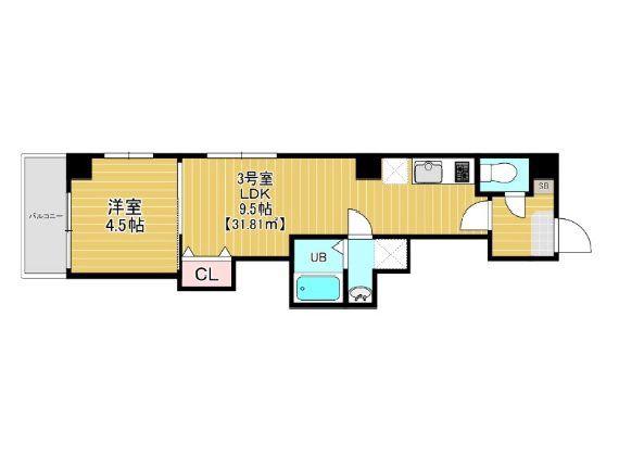 ベルテ千葉中央(1LDK/4階)の間取り写真