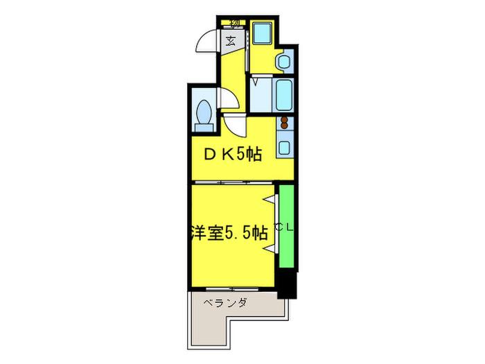 KREHL宿院(1DK/2階)の間取り写真