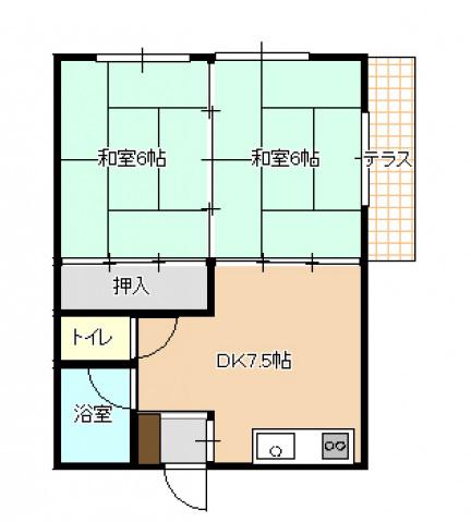 玉代マンション(2DK/1階)の間取り写真