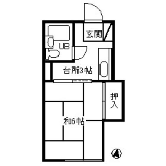ハイネス松森B(1K/2階)の間取り写真