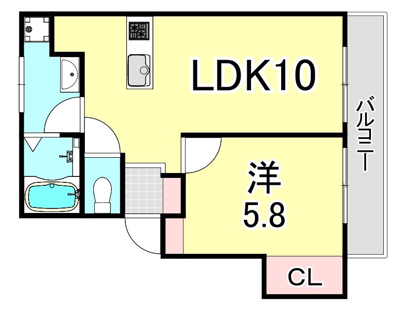 ハイツ77(1LDK/2階)の間取り写真