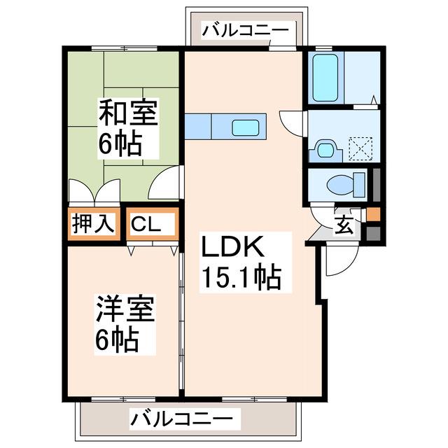 アーバンパレス(2LDK/3階)の間取り写真