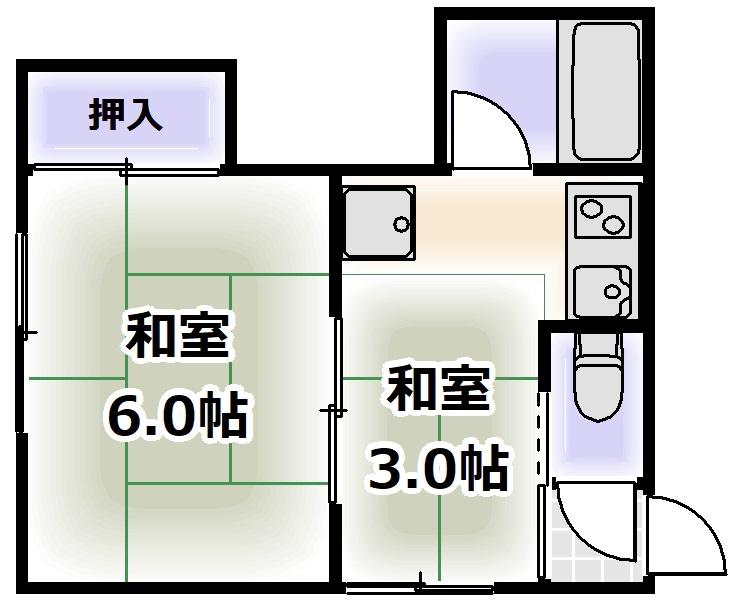 かつらマンション(1DK/4階)の間取り写真