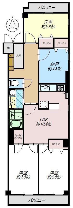 親王塚マンション(4LDK/3階)の間取り写真