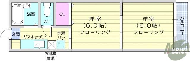 サニーライフ国見ヶ丘(2K/1階)の間取り写真