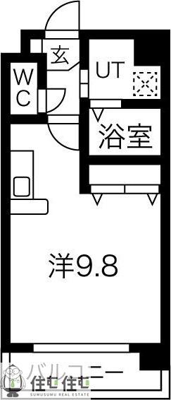 ヴィラ原山 北館(ワンルーム/1階)の間取り写真