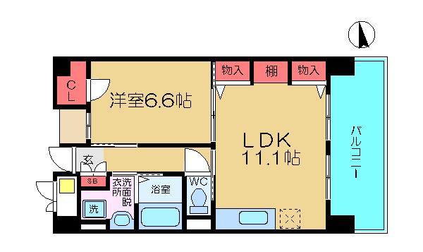 ピュアファースト花園(1LDK/4階)の間取り写真