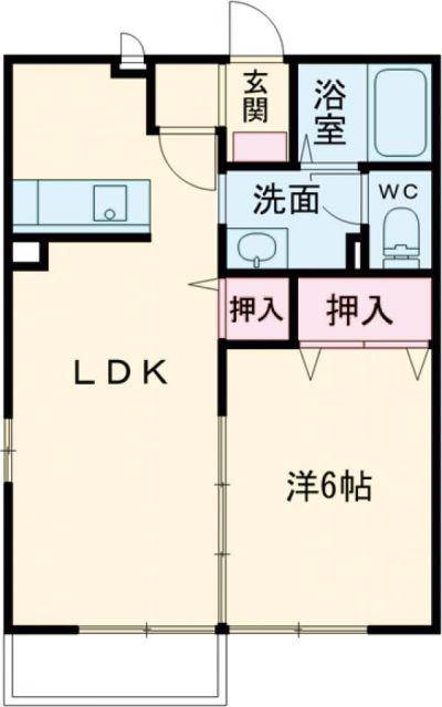 ブラン・ノワールA(1LDK/2階)の間取り写真