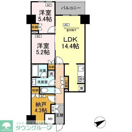サンジョイアゼロ(2SLDK/7階)の間取り写真