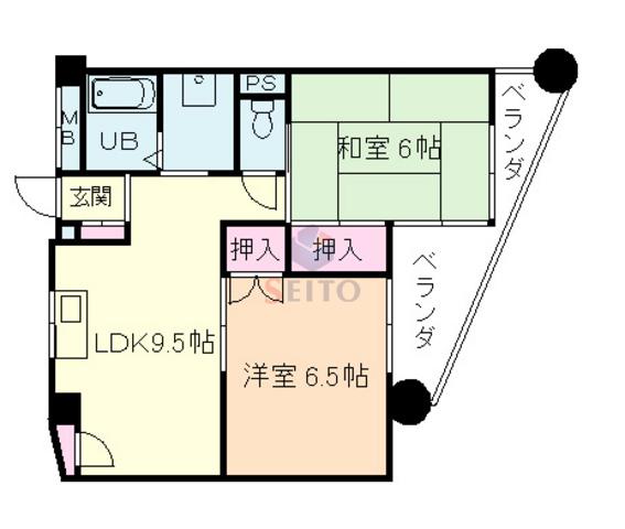 マンション春秋(2LDK/3階)の間取り写真