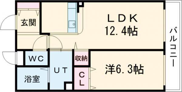 シャルマンテール(1LDK/1階)の間取り写真