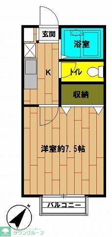プレジールN(1K/2階)の間取り写真