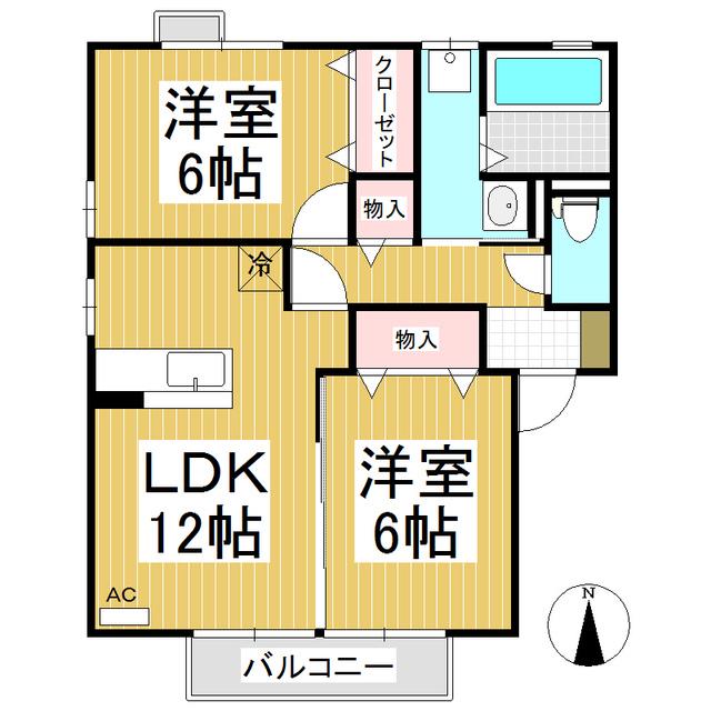 ヴィラ・デ・シャルマン(2LDK/1階)の間取り写真