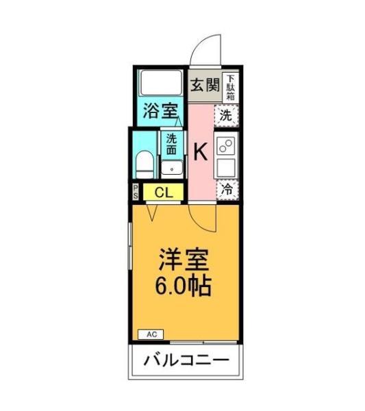 MARKDUO一ノ割Ⅱ(1K/2階)の間取り写真