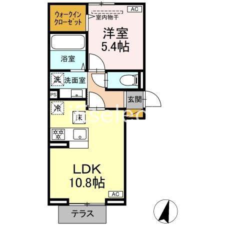 アリエッタ(1LDK/1階)の間取り写真