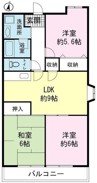 セゾンM・T(3LDK/3階)の間取り写真