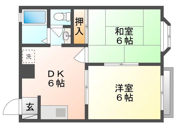 ハウゼロワールII B(2DK/2階)の間取り写真