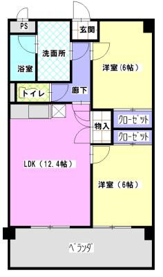 レージュフェイマス(2LDK/2階)の間取り写真