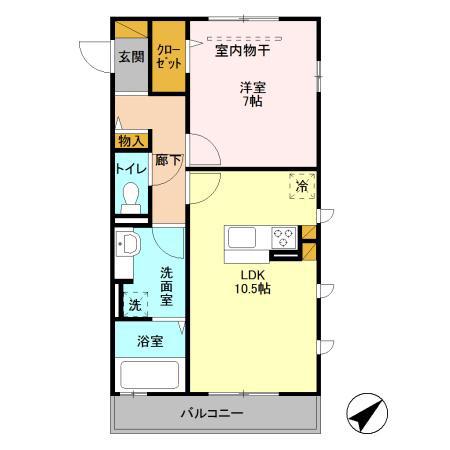 ディアコートM(1LDK/1階)の間取り写真
