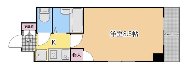 笹善ビル(1K/4階)の間取り写真