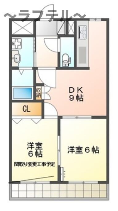ラベンターナ(2DK/2階)の間取り写真