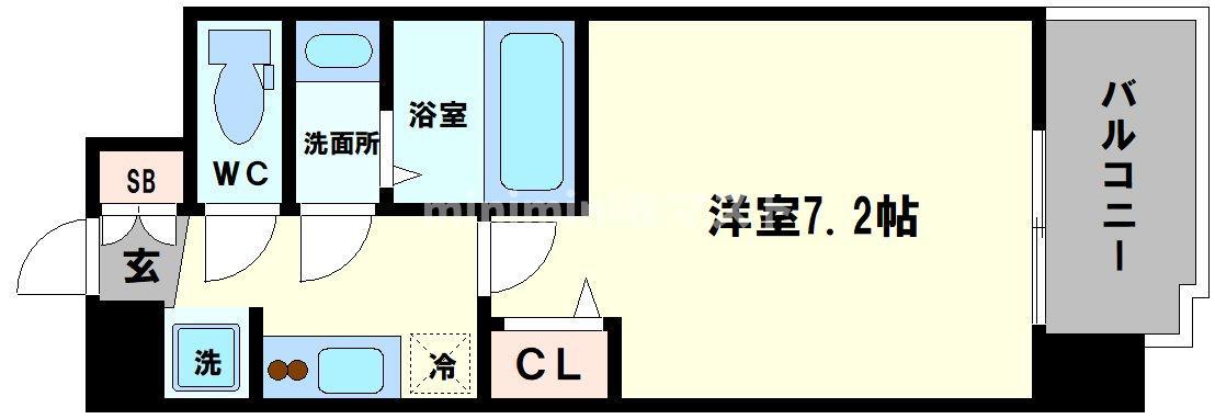スプランディッド難波サウス(1K/6階)の間取り写真