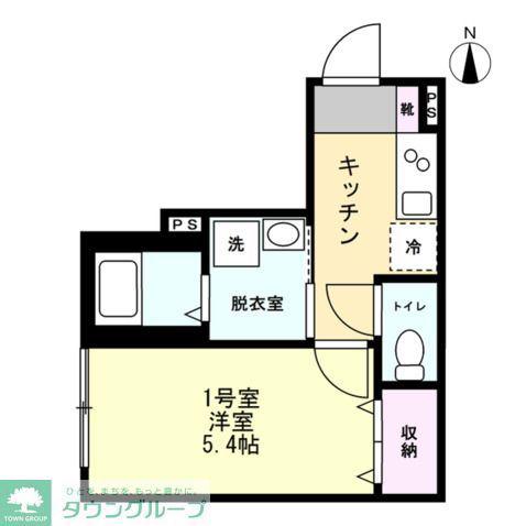 ベイルームアーバン海老名(1K/1階)の間取り写真