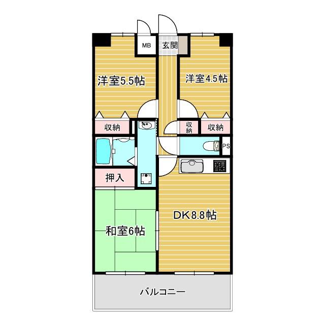 シャルヴィ加古川(3LDK/7階)の間取り写真