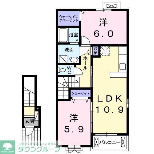 シオンIII(2LDK/2階)の間取り写真