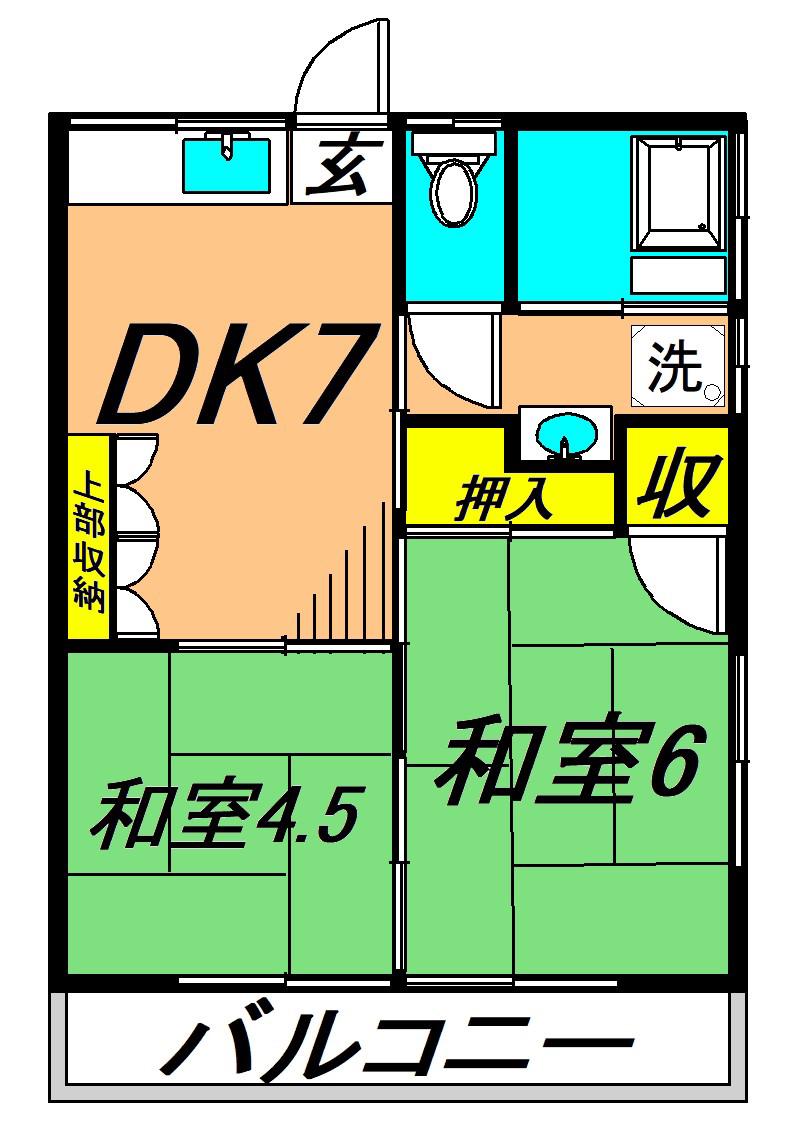 中島ハイツ(2DK/2階)の間取り写真