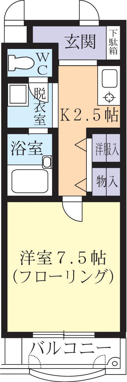 セ・シエールII(1K/2階)の間取り写真