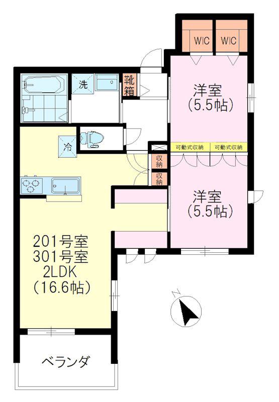 MAISON桜(2LDK/3階)の間取り写真