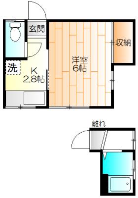片野ハイツ(1K/2階)の間取り写真