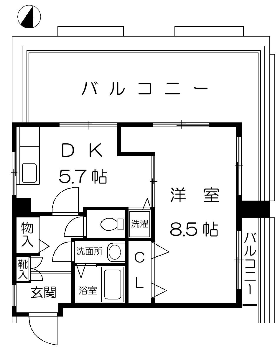サンライズ六甲(1DK/5階)の間取り写真