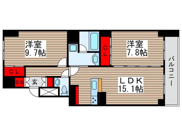 T´S GARDEN北柏 2号棟(2LDK/2階)の間取り写真