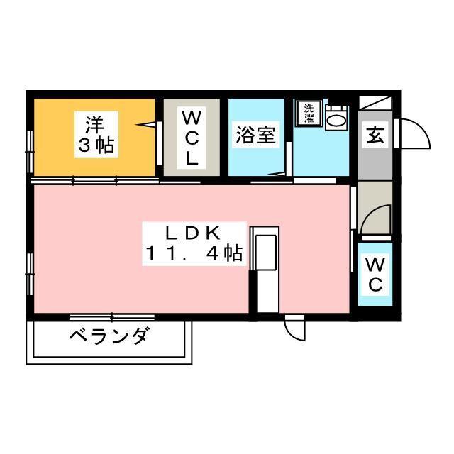 D-ROOM樹・大和南(1LDK/1階)の間取り写真