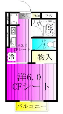 ドミール北初富(1K/2階)の間取り写真