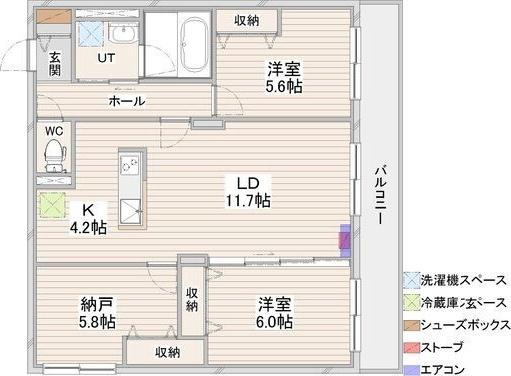 CRESCENDO苗穂駅前(3LDK/2階)の間取り写真
